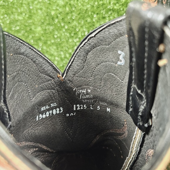 Tony Lama L1225 Black Brown Leather Pull On Western Cowgirl Boots Womens Size 5 - Picture 10 of 10